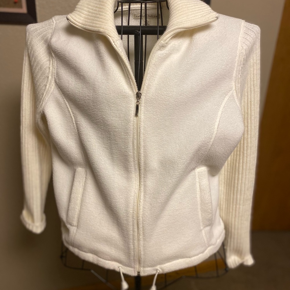 Cream full zip fleece style top